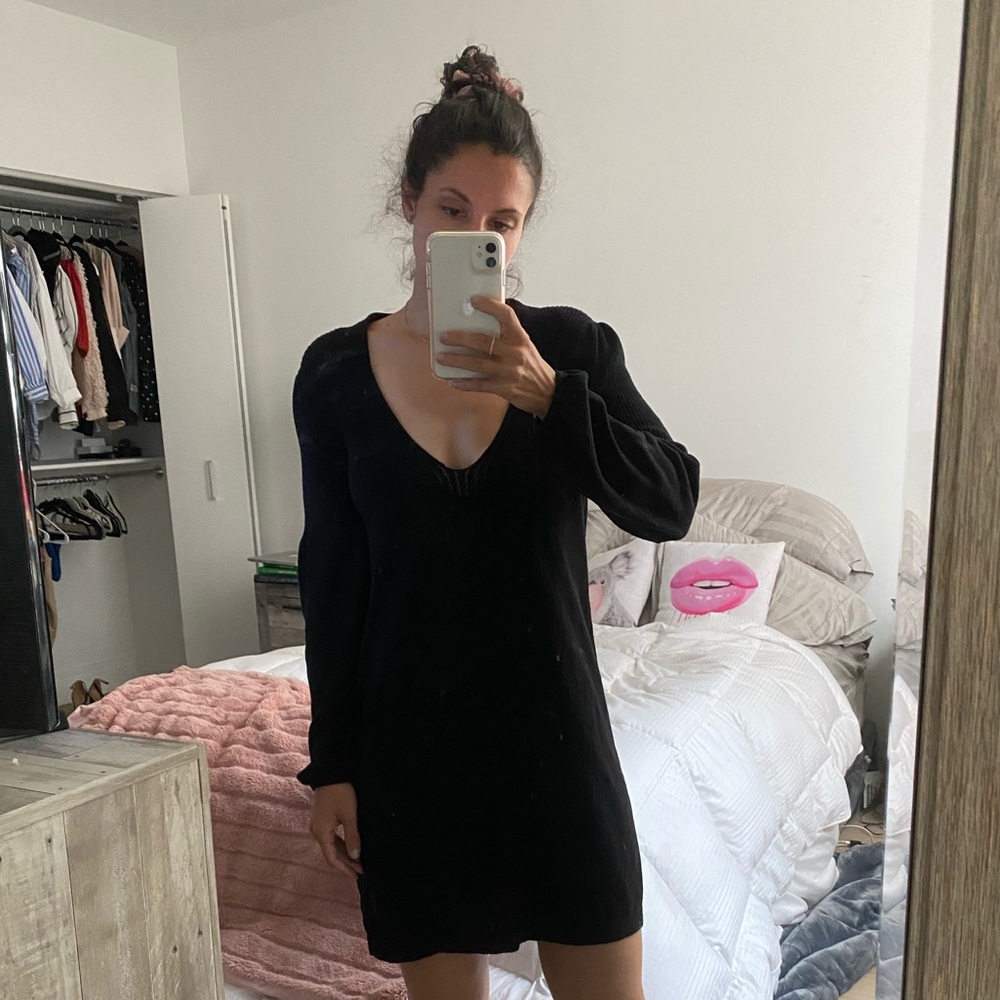 Vintage sweater dress with open back